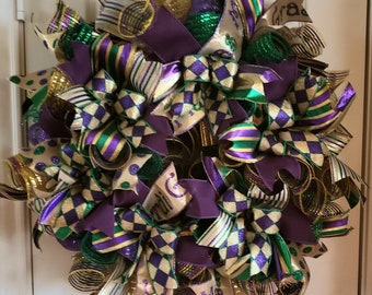Mardi Gras Wreath Mardi Gras Wreath For Front Door Mardi Etsy