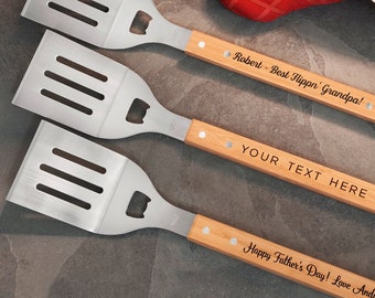 Personalized Spatula, BBQ Spatula, Grill Spatula, Grilling Spatula, Bottle Opener Bamboo Spatula, Engraved Spatula, Dad BBQ Spatula