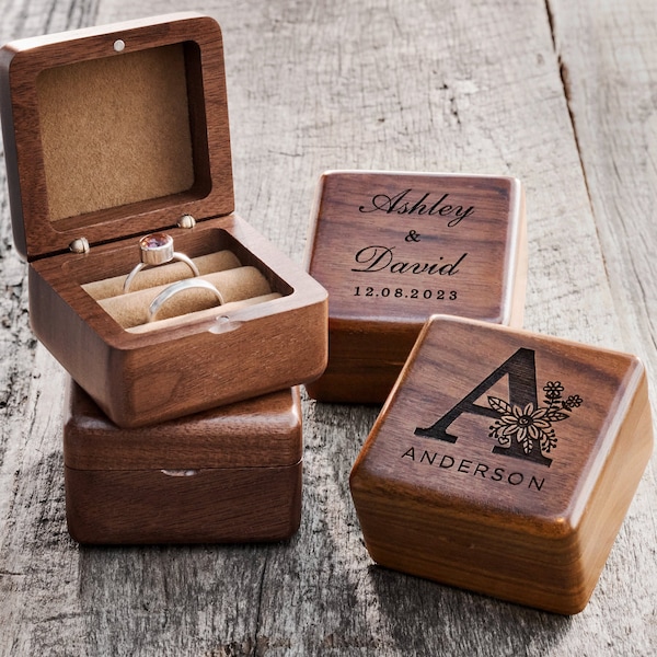 Custom Wedding Ring Box, Wood Ring Box, Engagement Ring Box, Ring Bearer Ring Box, Ring Box Holder, Proposal Ring Box, Wedding Ring Box