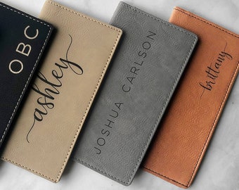 Berri Personalized Initial Leather Checkbook Covers