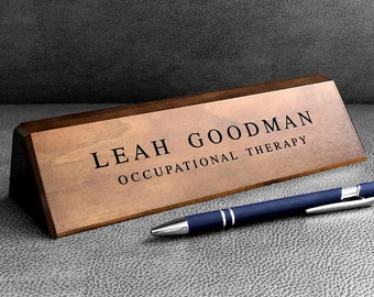 Desk Name Plate Wood Etsy