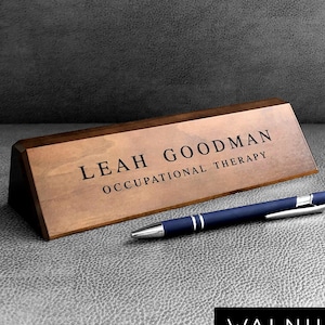 Desk Name Plate, Custom Name Sign, Personalized Wood Desk Name, Customized Walnut Desk Name, Executive Personalized Desk Name Plate image 3