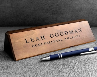 Desk Name Plate, Custom Name Sign, Personalized Wood Desk Name, Customized Walnut Desk Name, Executive Personalized Desk Name Plate