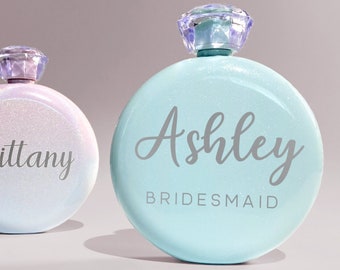 Personalized Flask, Women's Engraved Flask, Flask For Women, Custom Round Hip Flask, Gifts For Women, Bridesmaid Flask, Custom Round Flask