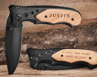 Wood Pocket Knife, Groomsmen Knife, Custom Pocket Knife, Personalized Gift Knife, Engraved Knife, Custom Folding Knife, Small Pocket Knife