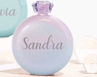 Personalized Flask, Women's Engraved Flask, Flask For Women, Custom Round Hip Flask, Gifts For Women, Bridesmaid Flask, Custom Round Flask