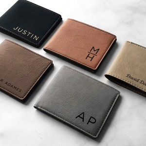 Christmas Gift For Him, Engraved Men's Wallet, Custom Monogrammed Wallet, Bifold Slim Wallet, Men's Wallets, Groomsman Wallet