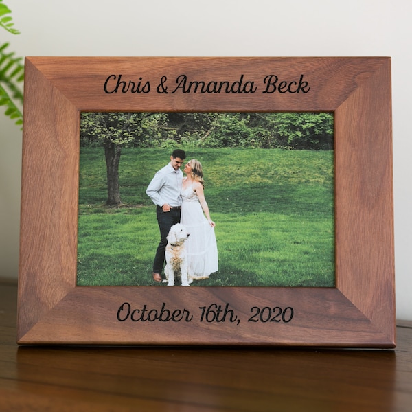 Walnut Personalized Frame, Custom Engraved Wood Picture Frame, Gift For Family, Wedding Frame, Newlywed Gift, 4x6, Custom Wood Picture Frame