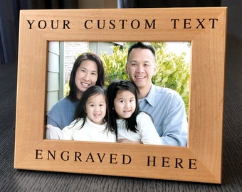 Personalized Frame, Custom Engraved Wood Picture Frame, Gift For Family, Wedding Frame, Walnut Newlywed Gift, 4x6, 5x7, Custom Wood Frame