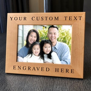 Personalized Frame, Custom Engraved Wood Picture Frame, Gift For Family, Wedding Frame, Walnut Newlywed Gift, 4x6, 5x7, Custom Wood Frame image 1