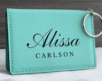 Personalized Keychain Wallet, Custom Keychain ID Wallet, Small Women's Wallet, Leather Keychain Wallet, ID Wallet Keychain, ID Card Wallet