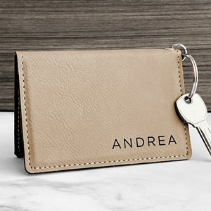 Personalized Keychain Wallet, Custom Keychain ID Wallet, Small Women's Wallet, Leather Keychain Wallet, ID Wallet Keychain, ID Card Wallet image 3