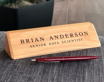 Desk Name Plate Custom Name Sign Personalized Wood Desk Etsy