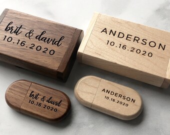 USB Flash Drive, Custom USB Box, Personalized Wooden USB, Wedding Photo usb, Walnut usb Drive Stick, Maple, Walnut usb box, Maple usb drive