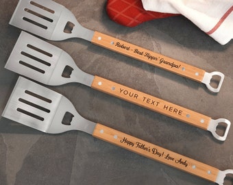 Personalized Spatula, BBQ Spatula, Grill Spatula, Grilling Spatula, Bottle Opener Bamboo Spatula, Engraved Spatula, Dad BBQ Spatula