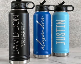 Personalized Water Bottles, Custom Engraved Water Bottle, Water Bottle With Straw, Insulated Water Bottle, Wedding Water Bottle