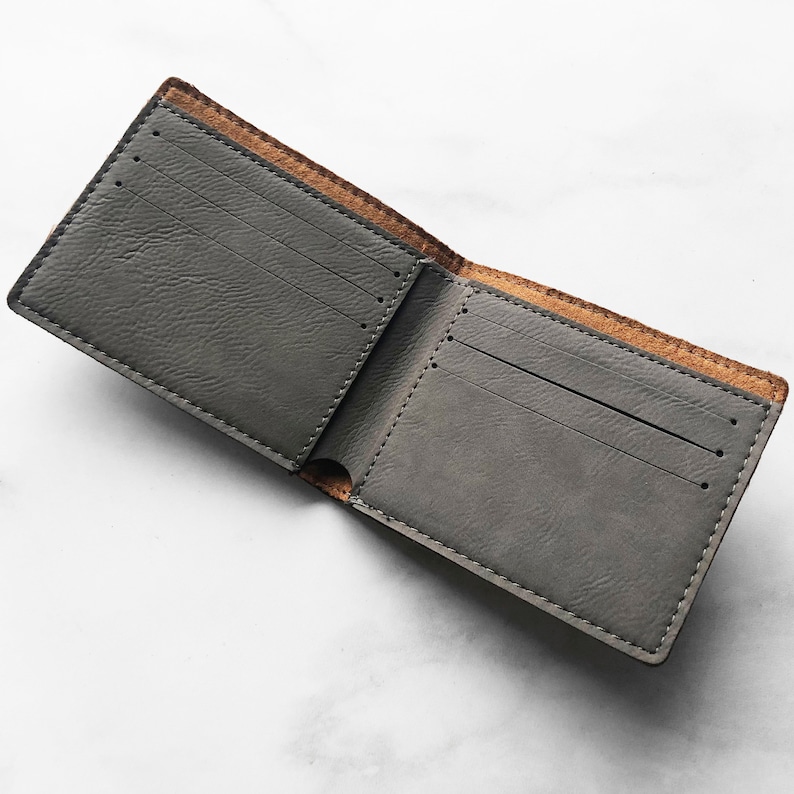 Engraved Dad Gift Men's Wallet, Custom Monogrammed Wallet, Bifold Slim Wallet, Men's Wallets, Groomsman Wallet, Men's Custom Wallet, Wedding image 8