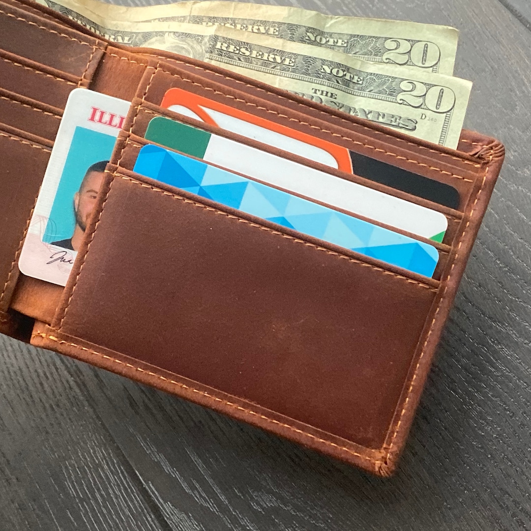 Genuine Leather Wallet, Dad Gift Men's Wallet, Bifold Slim Wallet, Men ...