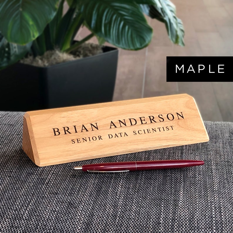 Desk Name Plate, Custom Name Sign, Personalized Wood Desk Name, Customized Walnut Desk Name, Executive Personalized Desk Name Plate image 4