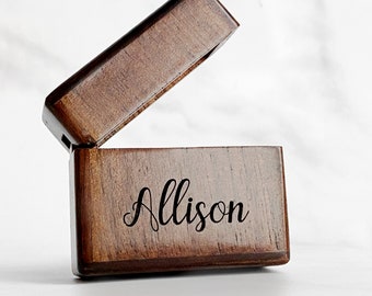 Engraved Proposal Ring Box, Single Slot Ring Holder, Small, and Discrete Proposal Ring Storage Box - With Minimalist Elegant Font Options