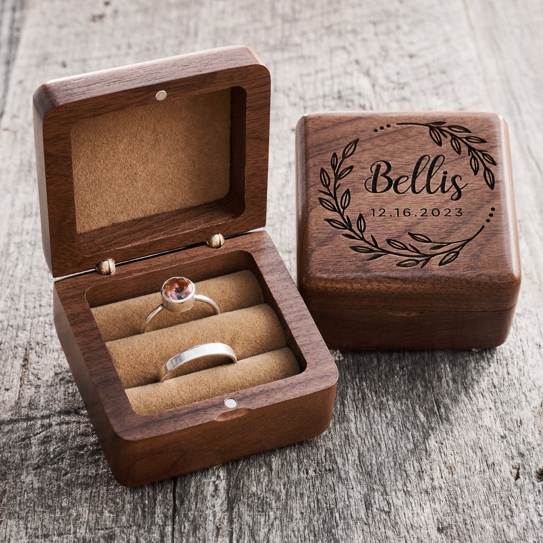 Slim Engagement Ring Box Personalization Jewelry Box Rectangle Ring Box  Unique Ring Box Ring Bearer Box Wooden Ring Box - Etsy
