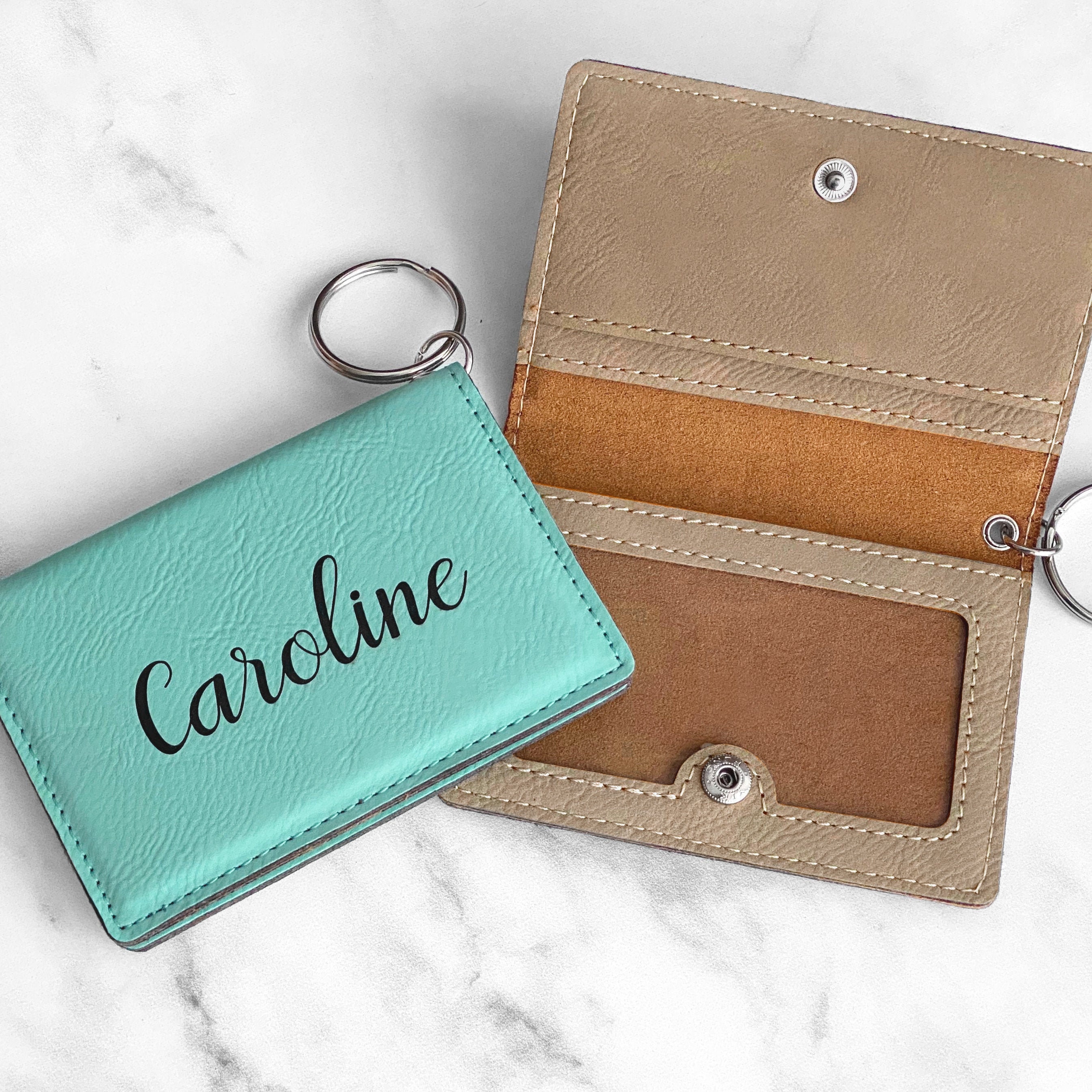 Personalized Keychain Wallet, Custom Keychain ID Wallet, Small Women's Wallet, Leather Keychain Wallet, ID Wallet Keychain, ID Card Wallet