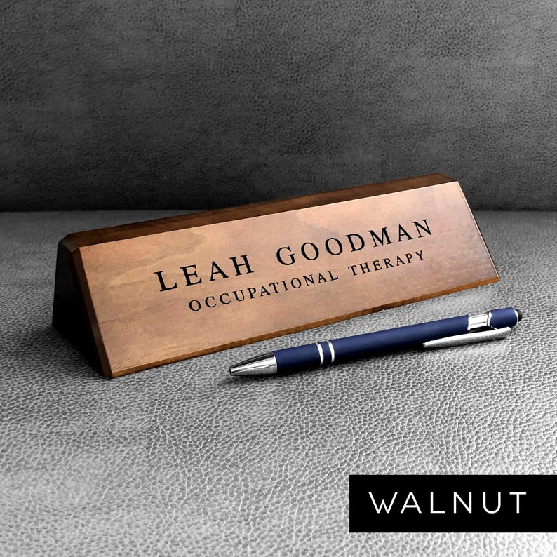 Desk Name Plate, Custom Name Sign, Personalized Wood Desk Name, Customized Walnut Desk Name, Executive Personalized Desk Name Plate image 1