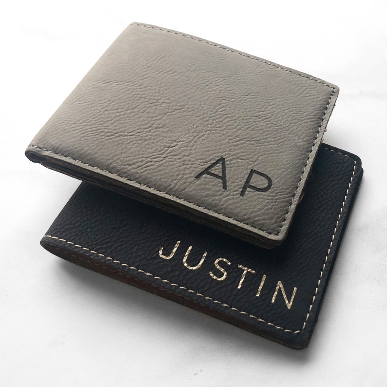 Engraved Dad Gift Men's Wallet, Custom Monogrammed Wallet, Bifold Slim Wallet, Men's Wallets, Groomsman Wallet, Men's Custom Wallet, Wedding image 9