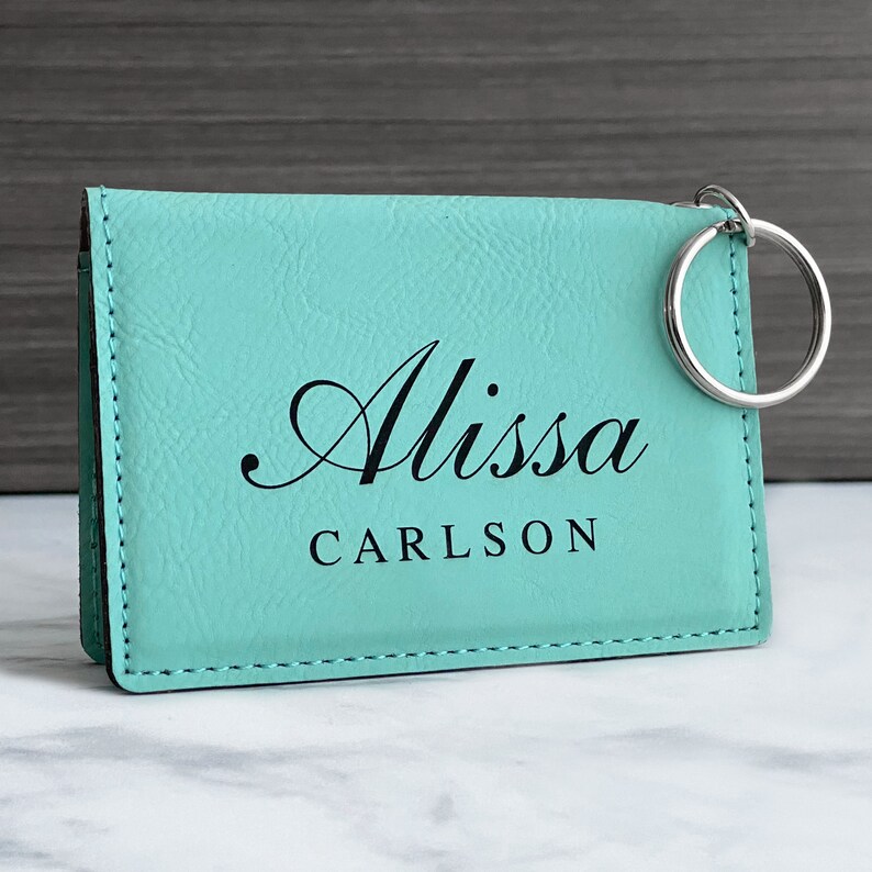 Personalized Keychain Wallet, Custom Keychain ID Wallet, Small Women's Wallet, Leather Keychain Wallet, ID Wallet Keychain, ID Card Wallet image 1