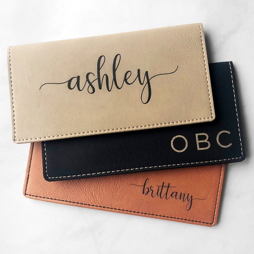Personalized Checkbook Covers Leather Check Wallet Engraved - Etsy