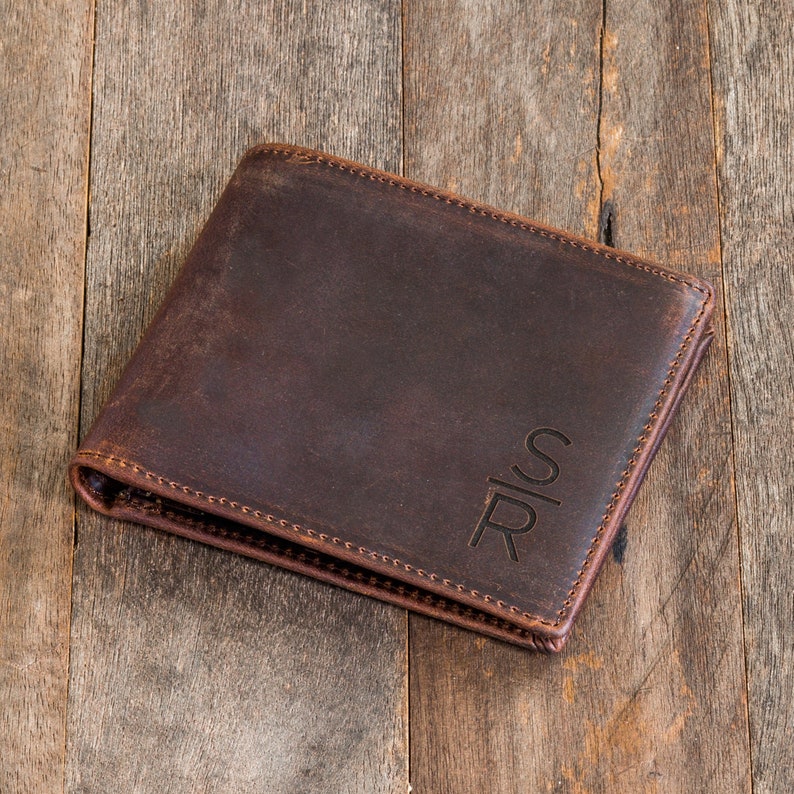 Genuine Leather Wallet, Engraved Dad Gift Men's Wallet, Bifold Slim Wallet, Men's Wallets, Groomsman Wallet, Men's Custom Wallet 