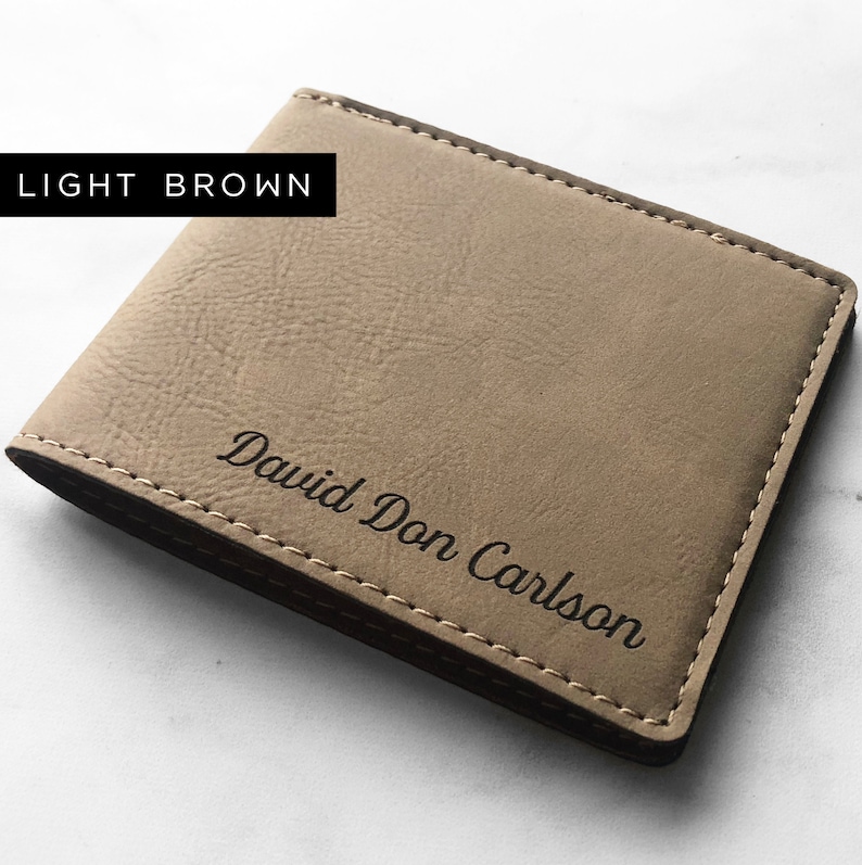 Engraved Dad Gift Men's Wallet, Custom Monogrammed Wallet, Bifold Slim Wallet, Men's Wallets, Groomsman Wallet, Men's Custom Wallet, Wedding image 3