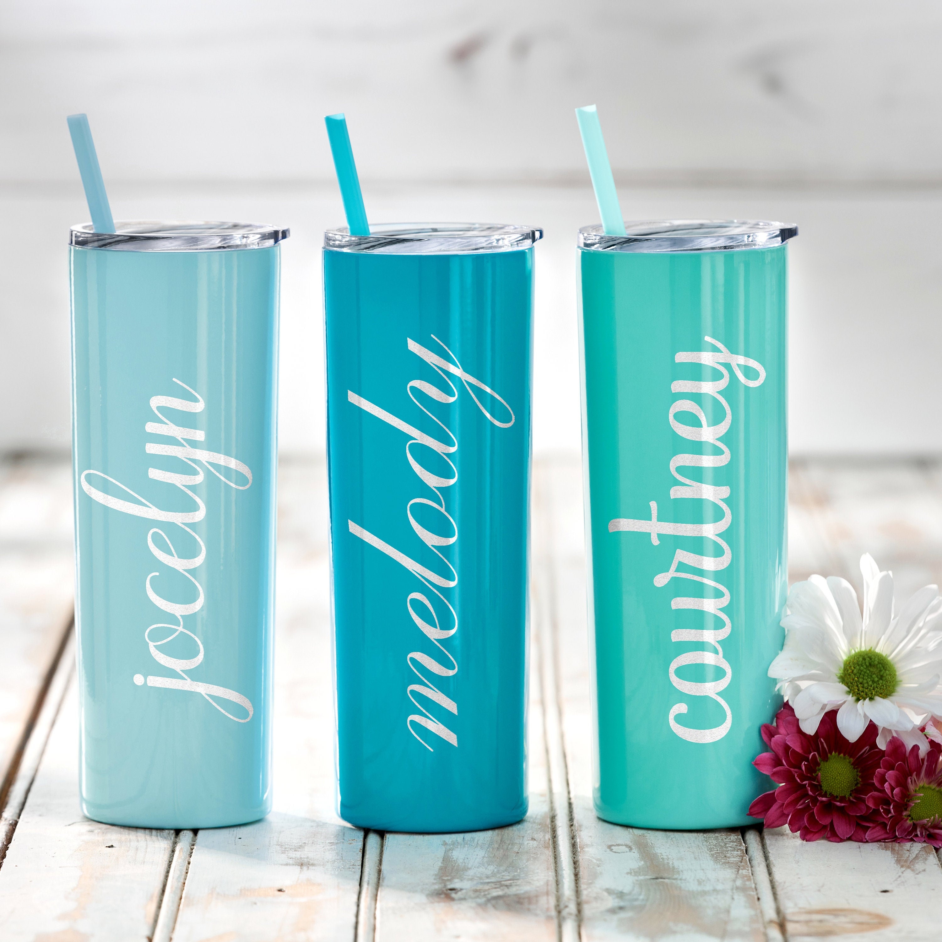 Personalized Tumbler With Straw Engraved Personalized Skinny Etsy