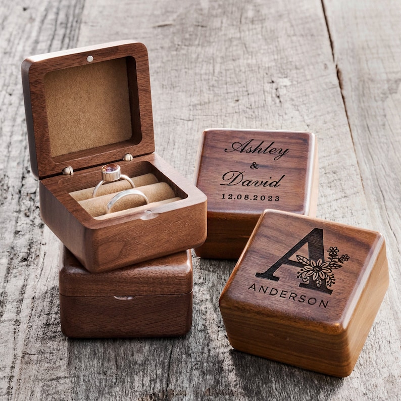 Custom Wedding Ring Box Wood Ring Box Engagement Ring Box Etsy