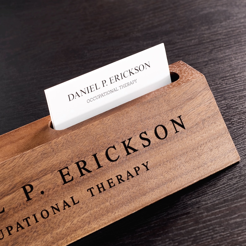 Desk Name Plate, Custom Name Sign, Personalized Wood Desk Name, Customized Walnut Desk Name, Executive Personalized Desk Name Plate image 1