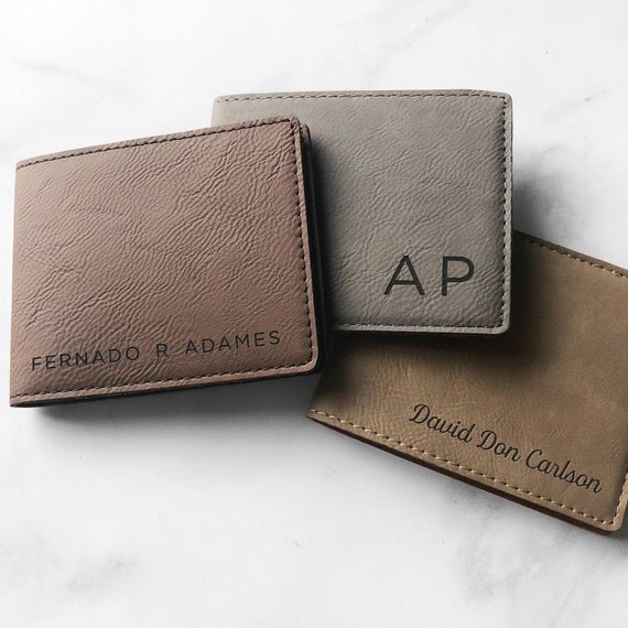 Cartera de hombre grabada cartera monograma personalizada cartera delgada bifold carteras de hombre cartera de padrino cartera personalizada de hombre cartera de boda Etsy Espana