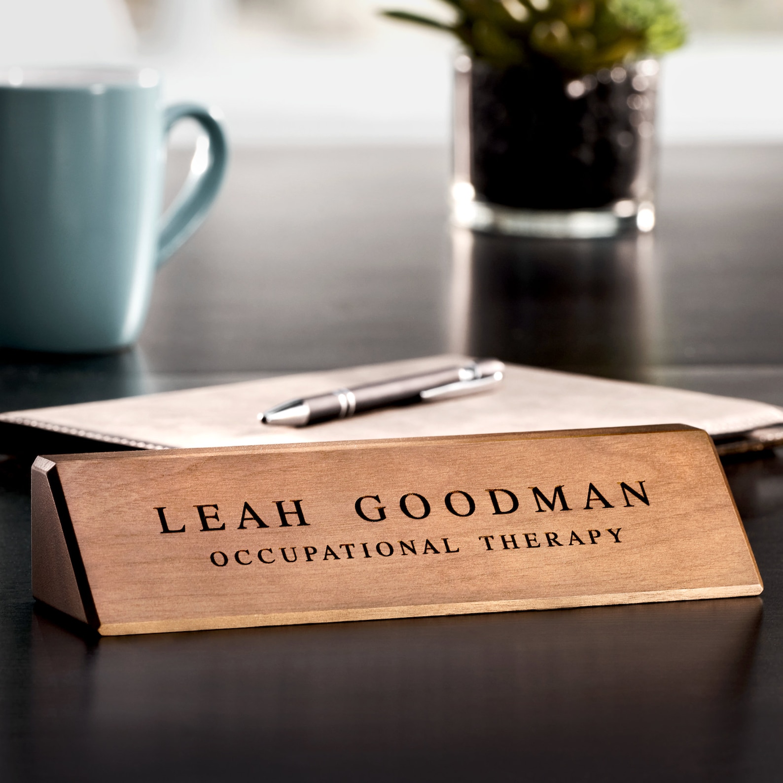 Desk Name Plate, Custom Name Sign, Personalized Wood Desk Name, Customized Walnut Desk Name