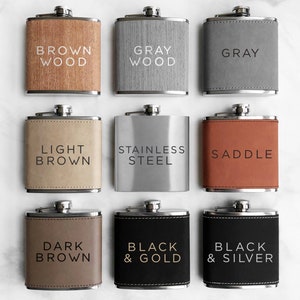 Groomsmen Flask Set, Wood Flask, Engraved Flask, Monogrammed Flask, Leather Hip Flask, Flask For Groomsmen, Wedding, Engraved Dad Gift image 7