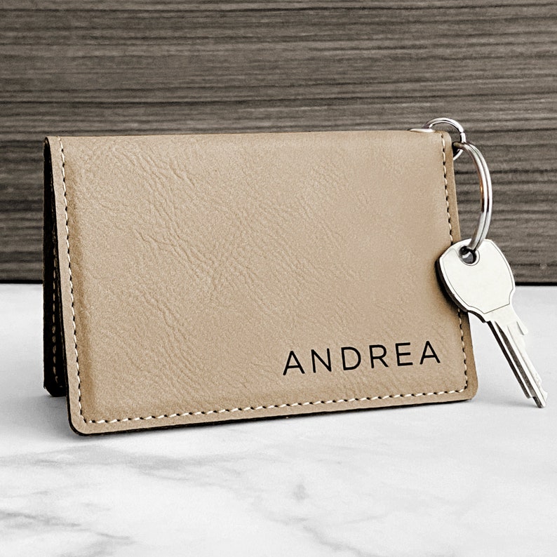 Personalized Keychain Wallet, Custom Keychain ID Wallet, Small Women's Wallet, Leather Keychain Wallet, ID Wallet Keychain, ID Card Wallet image 3