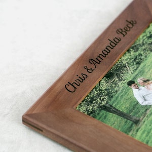 Personalized Frame, Custom Engraved Wood Picture Frame, Gift For Family, Wedding Frame, Walnut Newlywed Gift, 4x6, 5x7, Custom Wood Frame image 6