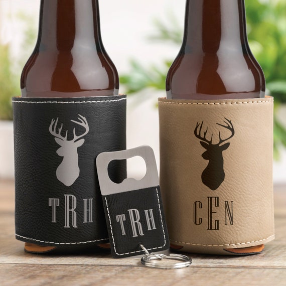 Beverage Holder and Bottle Opener Set, Engraved Can Cooler, Bear Bottle  Holder, Personalized Groomsmen Set, Custom Bottle Opener Keychain 