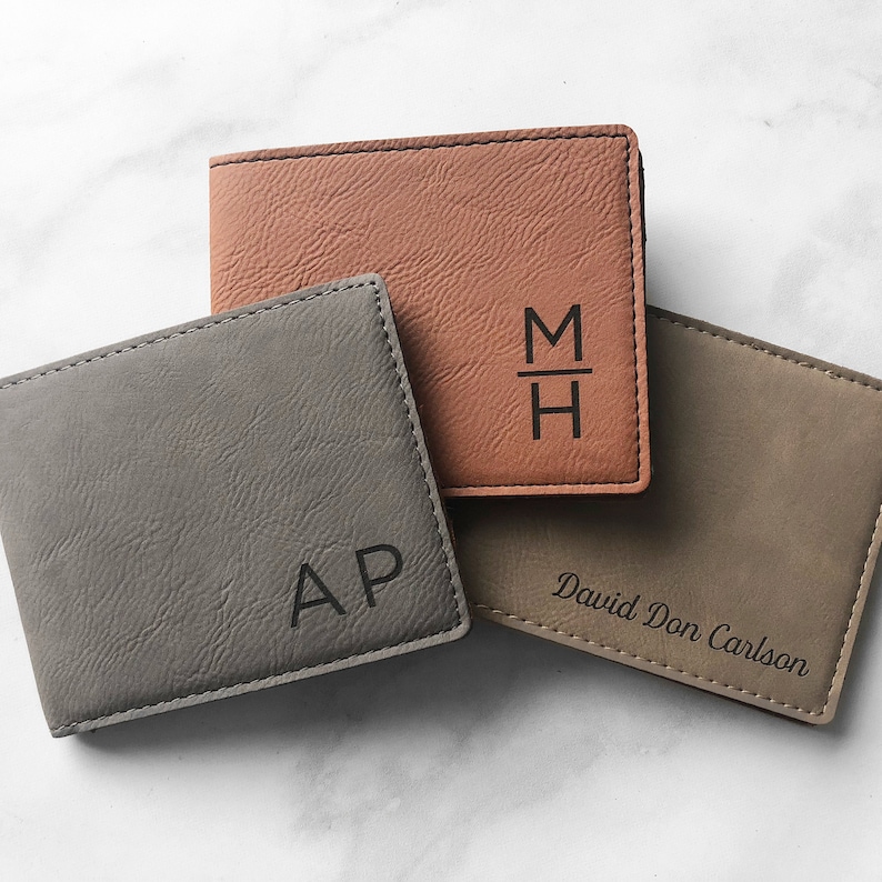 Engraved Dad Gift Men's Wallet, Custom Monogrammed Wallet, Bifold Slim Wallet, Men's Wallets, Groomsman Wallet, Men's Custom Wallet, Wedding image 7