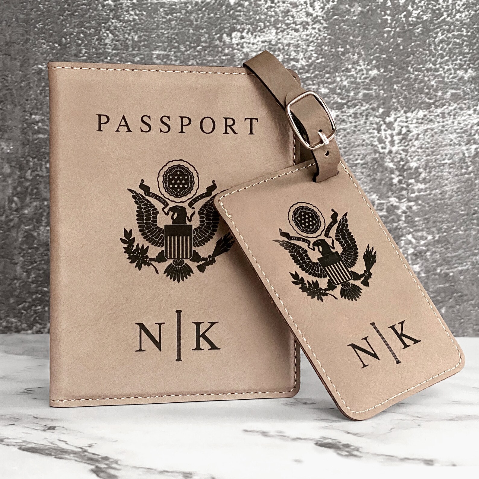 Personalized Passport Cover & Luggage Tag Set, Custom Passport Holder