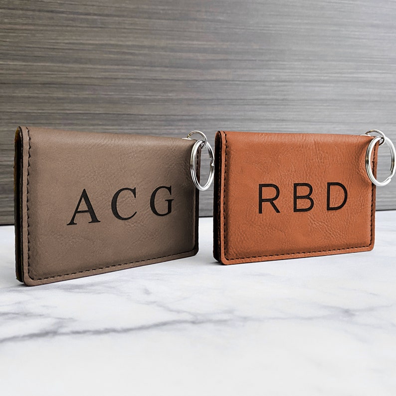 Personalized Keychain Wallet, Custom Keychain ID Wallet, Small Women's Wallet, Leather Keychain Wallet, ID Wallet Keychain, ID Card Wallet image 5