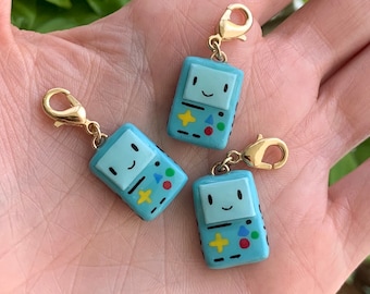 Adventure time BMO zipper charm, Cartoon Network fan gift idea, polymer clay handmade anime keychain, purse or bracelet charm