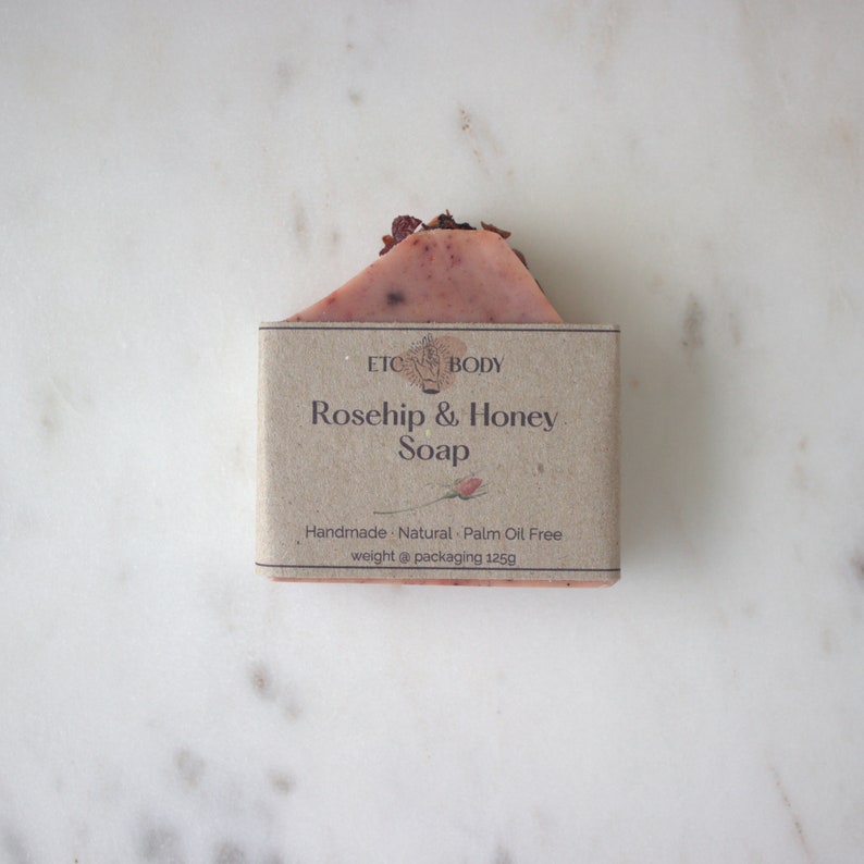 Wild Rosehip & Honey Soap Handmade Australian Artisan Soap Bar Zero Waste image 2