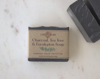 Charcoal, Tea Tree & Eucalyptus Soap | Vegan Friendly Handmade Soap Bar | Australian Artisan Zero Waste Soap