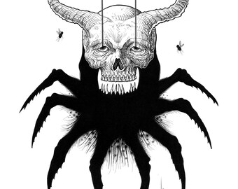 Death's Head Spider (5x7 inch) (dark art original)
