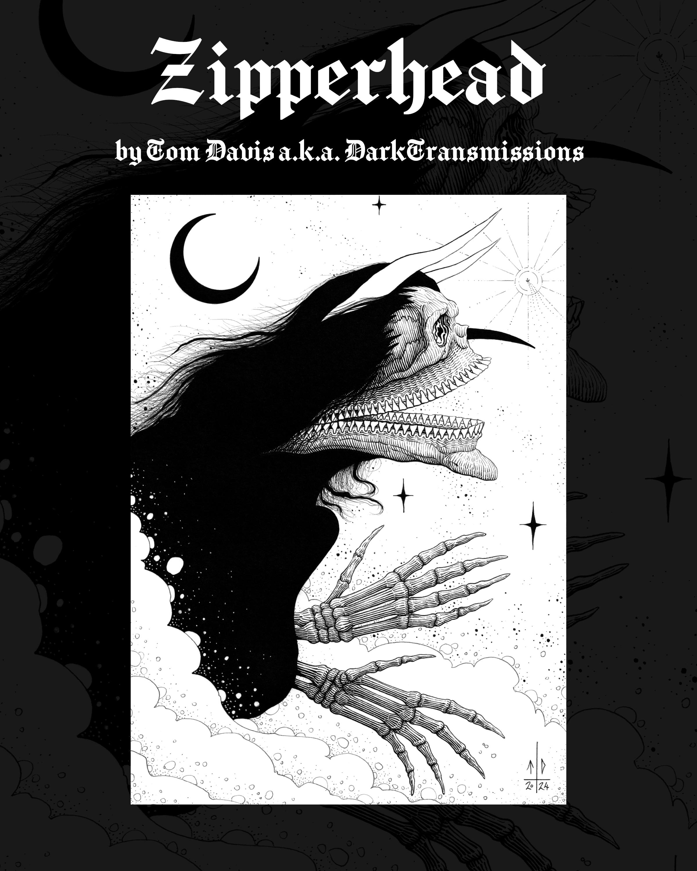 Zipperhead (5x7 Inch) (dark Art Print) - Etsy