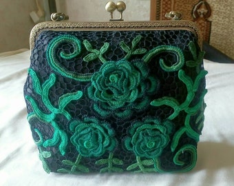 Knitting. Crochet handbag in the technique of Irish lace. Handmade.